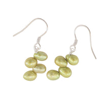 Load image into Gallery viewer, Sterling Silver Green Rice Pearl Earrings – Handcrafted Drop