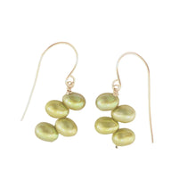 Load image into Gallery viewer, Gold-Filled Green Rice Pearl Earrings – Handcrafted Drop