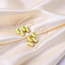 Load image into Gallery viewer, Gold-Filled Green Rice Pearl Earrings – Handcrafted Drop