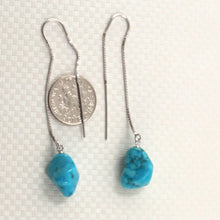 Load image into Gallery viewer, Solid Sterling Silver 925 Baroque Turquoise Box Chain Threader Earrings (8–12mm)