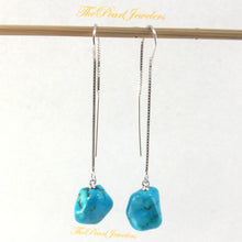 Load image into Gallery viewer, Solid Sterling Silver 925 Baroque Turquoise Box Chain Threader Earrings (8–12mm)