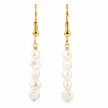 Load image into Gallery viewer, Gold-Plated White Baroque Pearl Hook Earrings – Handcrafted Drop
