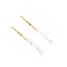 Load image into Gallery viewer, Gold-Plated White Baroque Pearl Hook Earrings – Handcrafted Drop