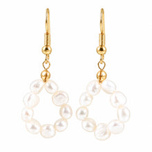 Load image into Gallery viewer, Small White Baroque Pearl Earrings – Handcrafted Hook Design