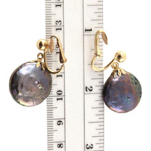 Load image into Gallery viewer, 14k Gold Filled Clip-On Earrings – Black Coin Pearl Drop
