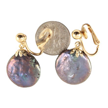 Load image into Gallery viewer, 14k Gold Filled Clip-On Earrings – Black Coin Pearl Drop