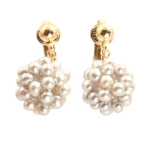 Load image into Gallery viewer, 14k Gold Filled Clip-On Earrings – Gray Pearl Ball Drop