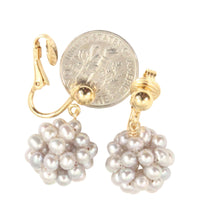 Load image into Gallery viewer, 14k Gold Filled Clip-On Earrings – Gray Pearl Ball Drop