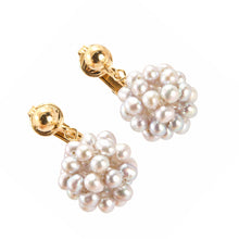 Load image into Gallery viewer, 14k Gold Filled Clip-On Earrings – Gray Pearl Ball Drop
