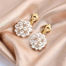 Load image into Gallery viewer, 14k Gold Filled Clip-On Earrings – Gray Pearl Ball Drop