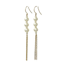 Load image into Gallery viewer, 14k Gold Filled Hook Earrings – White Pearl Waterfall Drop