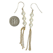Load image into Gallery viewer, 14k Gold Filled Hook Earrings – White Pearl Waterfall Drop
