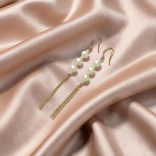 Load image into Gallery viewer, 14k Gold Filled Hook Earrings – White Pearl Waterfall Drop