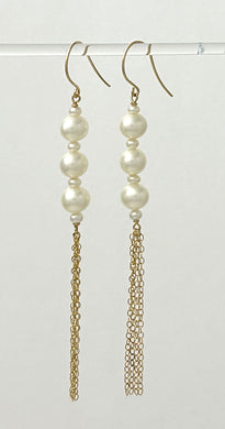 9140070 14K YELLOW GOLD-FILLED HOOK PEARL DROP EARRINGS