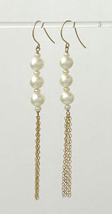 9140070 14K YELLOW GOLD-FILLED HOOK PEARL DROP EARRINGS