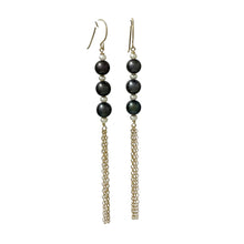 Load image into Gallery viewer, 14k Gold Filled Hook Earrings – Black Pearl Dangle