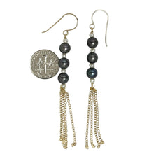 Load image into Gallery viewer, 14k Gold Filled Hook Earrings – Black Pearl Dangle