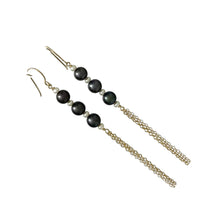 Load image into Gallery viewer, 14k Gold Filled Hook Earrings – Black Pearl Dangle