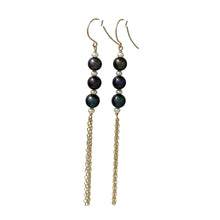 Load image into Gallery viewer, 14k Gold Filled Hook Earrings – Black Pearl Dangle