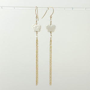 9140080 14K YELLOW GOLD-FILLED HOOK BUTTERFLY COIN PEARL EARRINGS