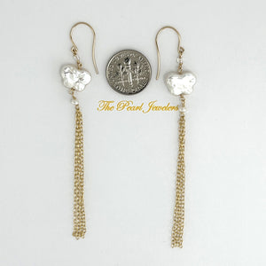 9140080 14K YELLOW GOLD-FILLED HOOK BUTTERFLY COIN PEARL EARRINGS