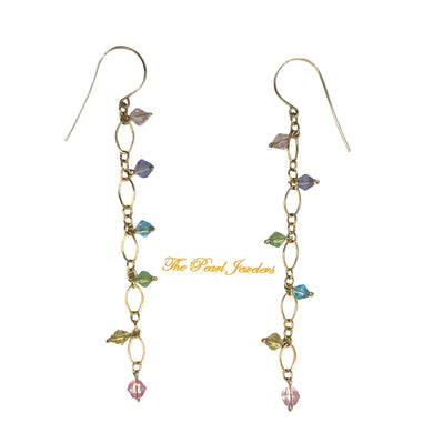 14K Yellow Gold-Filled Rainbow Glass Bead Hook Earrings