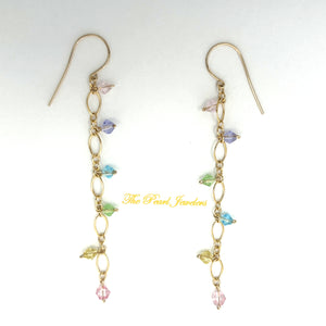 9140095 HANDCRAFTED RAINBOW GLASS BEAD 14K YELLOW GOLD-FILLED HOOK EARRING