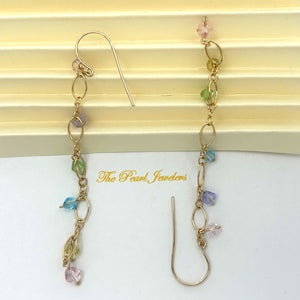 9140095 HANDCRAFTED RAINBOW GLASS BEAD 14K YELLOW GOLD-FILLED HOOK EARRING