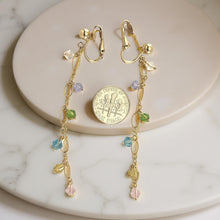 Load image into Gallery viewer, 14K Yellow Gold-Filled Non-Pierced Clip-On Rainbow Glass Bead Earrings