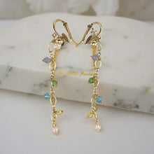 Load image into Gallery viewer, 14K Yellow Gold-Filled Non-Pierced Clip-On Rainbow Glass Bead Earrings