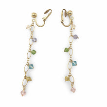 Load image into Gallery viewer, 14K Yellow Gold-Filled Non-Pierced Clip-On Rainbow Glass Bead Earrings