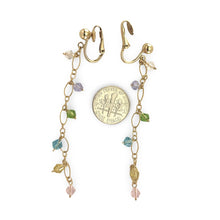 Load image into Gallery viewer, 14K Yellow Gold-Filled Non-Pierced Clip-On Rainbow Glass Bead Earrings