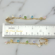 Load image into Gallery viewer, 14K Yellow Gold-Filled Non-Pierced Clip-On Rainbow Glass Bead Earrings