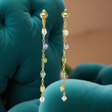 Load image into Gallery viewer, 14K Yellow Gold-Filled Non-Pierced Clip-On Rainbow Glass Bead Earrings