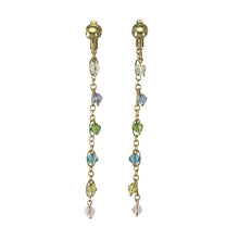 Load image into Gallery viewer, 14K Yellow Gold-Filled Non-Pierced Clip-On Rainbow Glass Bead Earrings