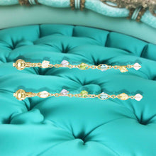 Load image into Gallery viewer, 14K Yellow Gold-Filled Non-Pierced Clip-On Rainbow Glass Bead Earrings