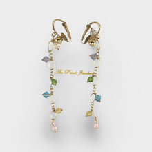 Load image into Gallery viewer, 14K Yellow Gold-Filled Non-Pierced Clip-On Rainbow Glass Bead Earrings