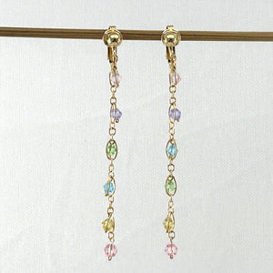 9140105 NON-PIERCED CLIP-ON HANDCRAFTED BEADS 14K YELLOW GOLD-FILLED EARRINGS