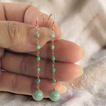 Load image into Gallery viewer, 14K Yellow Gold-Filled Jade Ball Hook Earrings