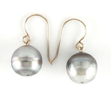 Load image into Gallery viewer, Gold-Filled Baroque Tahitian Pearl Fish-Hook Earrings