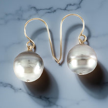 Load image into Gallery viewer, Gold-Filled Baroque Tahitian Pearl Fish-Hook Earrings