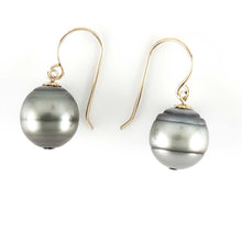 Load image into Gallery viewer, Genuine Baroque Tahitian Pearl Fish-Hook Earrings Gold-Filled