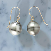 Load image into Gallery viewer, Genuine Baroque Tahitian Pearl Fish-Hook Earrings Gold-Filled