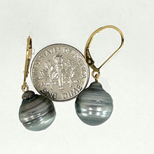 Load image into Gallery viewer, 91T0020 BLACK TAHITIAN PEARL LEVERBACK EARRINGS