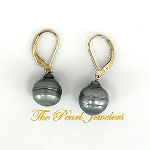 91T0020 BLACK TAHITIAN PEARL LEVERBACK EARRINGS