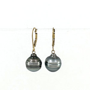 91T0020 BLACK TAHITIAN PEARL LEVERBACK EARRINGS