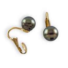 Load image into Gallery viewer, Non Pierced Black Tahitian Pearl Clip-On Earrings