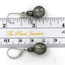 Load image into Gallery viewer, Solid Sterling Silver .925 Leverback Black Tahitian Pearl Earrings