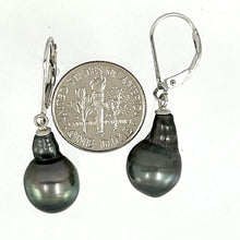 Load image into Gallery viewer, Solid Sterling Silver .925 Leverback Black Tahitian Pearl Earrings
