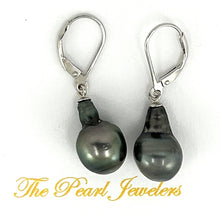 Load image into Gallery viewer, Solid Sterling Silver .925 Leverback Black Tahitian Pearl Earrings